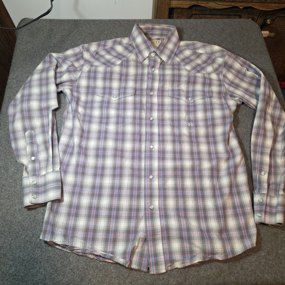 Roper Shirt Men's Blue Western Pearl Snap Plaid S M2